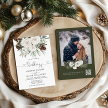 Elegante Winter Pine QR Code UAWG Wedding