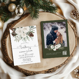 Elegante Winter Pine QR Code UAWG Wedding Einladung