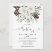 Elegante Winter Pine QR Code UAWG Wedding Einladung (Vorderseite)