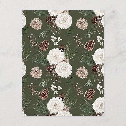 Elegante Winter Pine Wedding Begleitkarte (Rückseite)