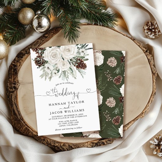 Elegante Winter Pine Wedding Einladung