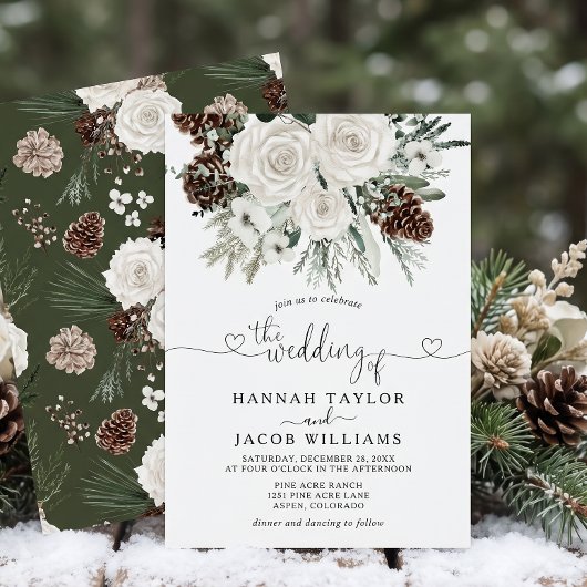 Elegante Winter Pine Wedding Einladung