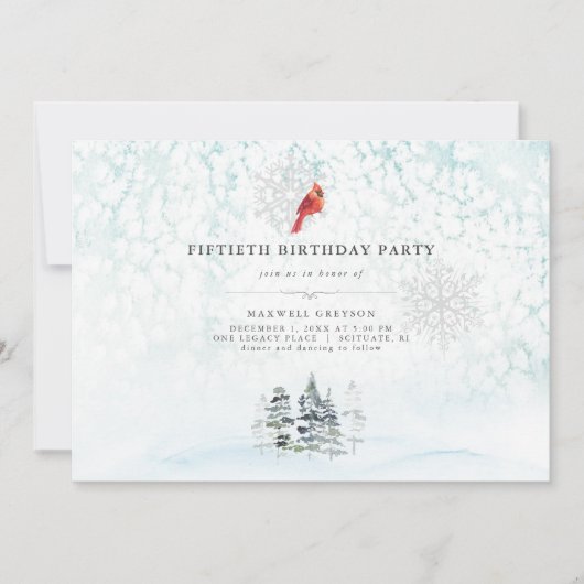 Elegante Winter Pines Watercolor Einladung (Vorderseite)