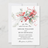 Elegante Winter Red Berries Christlich Wedding Einladung (Vorderseite)