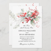 Elegante Winter Red Berries Christlich Wedding Einladung (Vorne/Hinten)