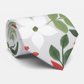 Elegante Winter Red White Floral Malerei Krawatte (Gerollt)