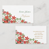 Elegante Winter Red White Floral Malerei Visitenkarte (Vorne/Hinten)