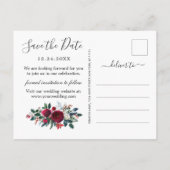 Elegante Winter Rose Foliage Wedding Save the Date Ankündigungspostkarte (Rückseite)