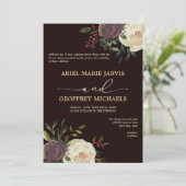 Elegante Winter Rose Hochzeit Einladung (Stehend Vorderseite)