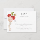 Elegante Winter-Rote Rosen und Hydrangeas RSVP Karte (Vorderseite)