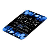 Elegante Winter Save the Date Blue Lights Magnet (Linke Seite)