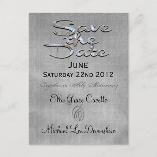 Elegante Winter Save the Date Hochzeit Erinnerung Ankündigungspostkarte (Vorderseite)