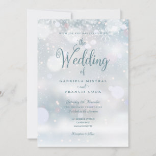 Elegante Winter-Schneeflocken Hochzeit Alles in Ei Einladung