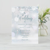 Elegante Winter-Schneeflocken Hochzeit Alles in Ei Einladung (Stehend Vorderseite)