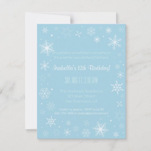Elegante Winter Snowflake Girls Geburtstagsparty Einladung (Vorderseite)