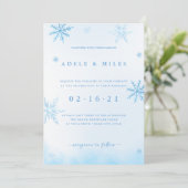 Elegante Winter Snowflake Hochzeit Einladung (Stehend Vorderseite)