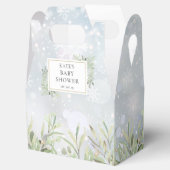 Elegante Winter Snowflakes Grüne Babydusche Geschenkschachtel (Geöffnet)