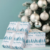 Elegante Winter Trees Custom Blue Frohe Weihnachte Geschenkpapier