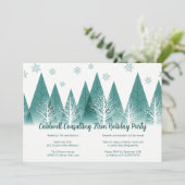 Elegante Winter Trees Green Company Holiday Party Einladung (Stehend Vorderseite)