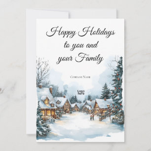 Elegante Winter Village Business-Logo-Urlaubskarte Einladung