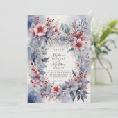 Elegante Winter Watercolor Blumenberries Hochzeit Einladung (Stehend Vorderseite)