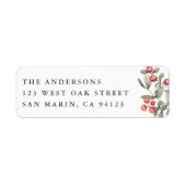 Elegante Winter Watercolor Botanische Rücksendeadr (Vorne)