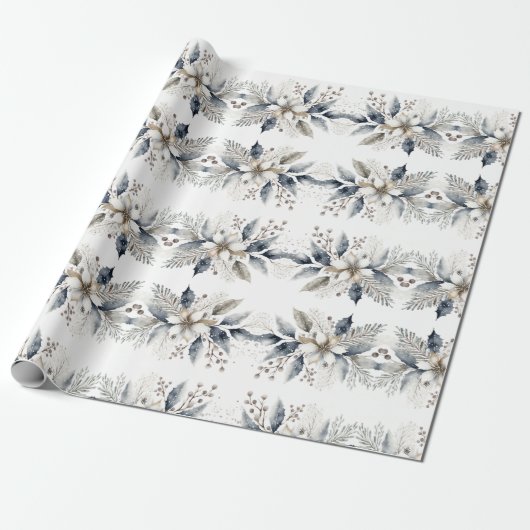 Elegante Winter Watercolor Geschenkpapier (Ungerollt)
