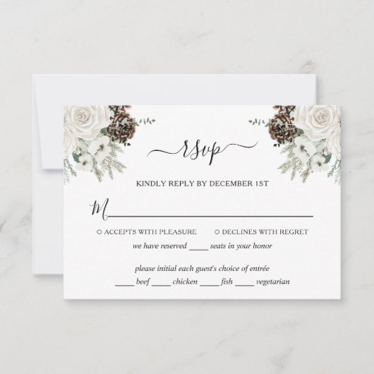 Elegante Winter Wedding RSVP Card (Vorderseite)