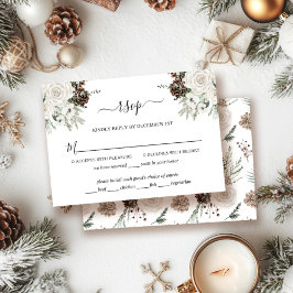 Elegante Winter Wedding RSVP Card Karte