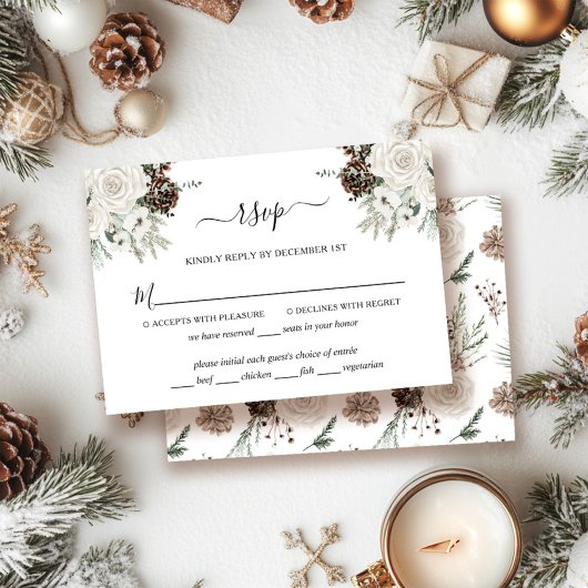 Elegante Winter Wedding RSVP Card Karte