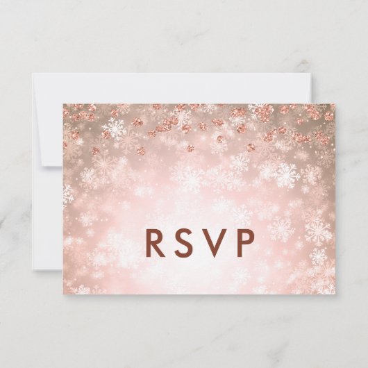 Elegante Winter Wedding UAWG Glitzer Rose Gold RSVP Karte (Rückseite)