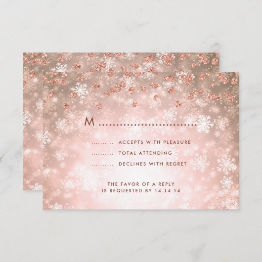 Elegante Winter Wedding UAWG Glitzer Rose Gold RSVP Karte (Vorne/Hinten)