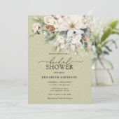 Elegante Winter White Blume Modernes Brautparty Einladung (Stehend Vorderseite)