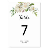 Elegante Winter White Peony Wedding Tischnummer (Vorderseite)