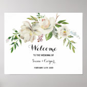 Elegante Winter White Peony Welcome Wedding Poster (Vorne)
