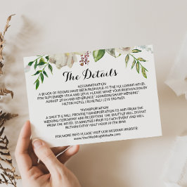 Elegante Winter White Wedding Details Einsteckkart Einladung