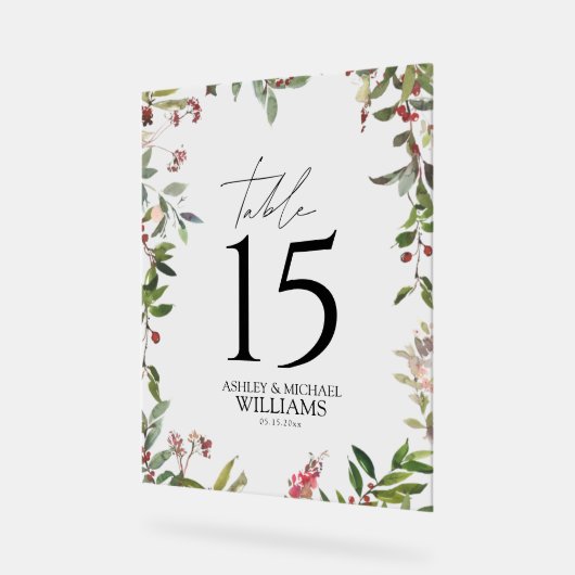 Elegante Winter Wildblume Berry Empfang Acrylschild (Winkel)