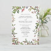 Elegante Winter Wildblume Berry Wedding Einladung (Stehend Vorderseite)