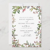 Elegante Winter Wildblume Berry Wedding Einladung (Vorderseite)