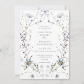 Elegante Winter-Wildblumen Hochzeit Einladung (Vorderseite)