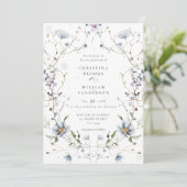 Elegante Winter-Wildblumen Hochzeit Einladung (Stehend Vorderseite)