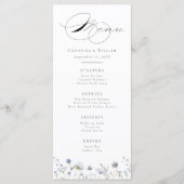 Elegante Winter-Wildblumen Hochzeit Menükarte (Vorderseite)