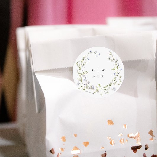 Elegante Winter-Wildblumen Hochzeit Runder Aufkleber