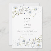 Elegante Winter-Wildblumen Hochzeit Save The Date (Vorderseite)