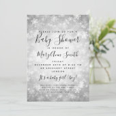 Elegante Winter Wonderland Baby Shower Silver Einladung (Stehend Vorderseite)
