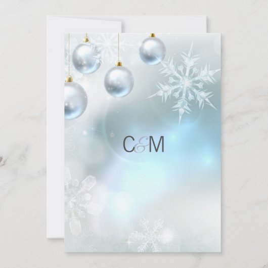 Elegante Winter Wonderland Blaue Schneeflocken WED Einladung (Rückseite)