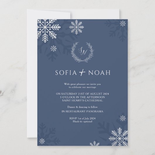 Elegante Winter Wonderland Minimalistisch Wedding Einladung (Vorderseite)