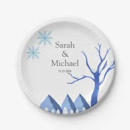 Elegante Winter Wonderland Schneeflocken Pappteller