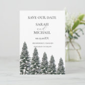 Elegante Winter Wonderland Schneeflocken Save The Date (Stehend Vorderseite)