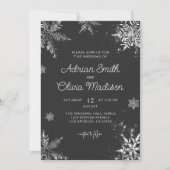 Elegante Winter Wonderland Snowflake Silver Weddin Einladung (Vorderseite)